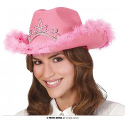 Cowboy hatt rosa med fluff...