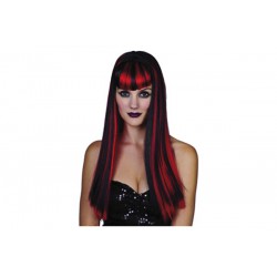 Gothic Röd / svart peruk